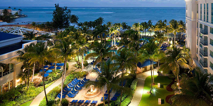 Ritz Carlton San Juan, outdoor space, night lighting